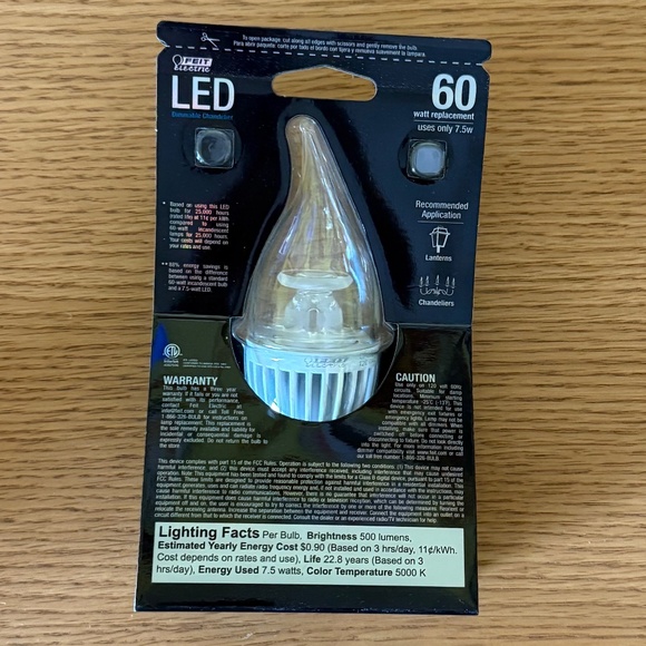 Feit Electric - LED Bulb - Clear Candelabra Flame Tip - Picture 2 of 2